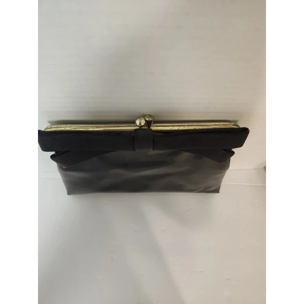 vintage black patent leather clutch purse